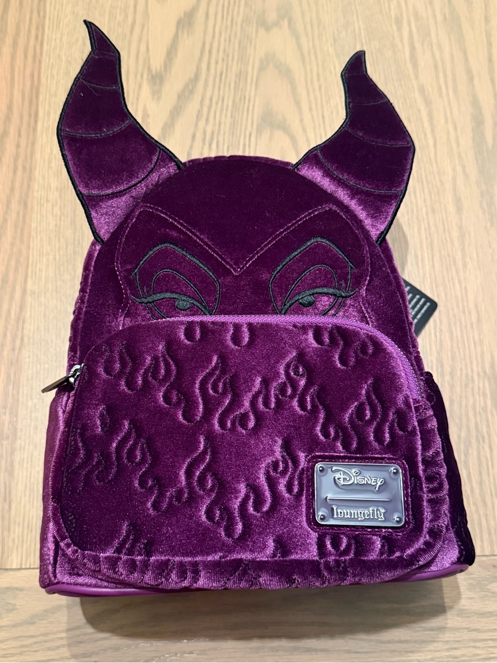 Loungefly Velvet Maleficent Kids Backpack - Deep Purple